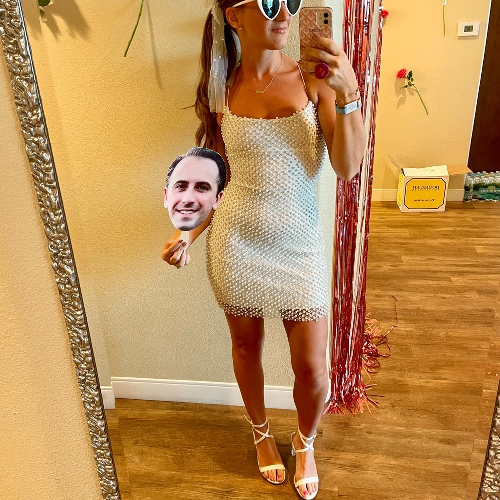 Pearl embroidered Mini Dress